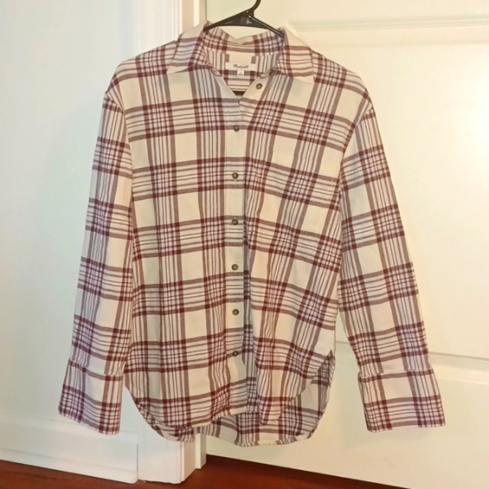 Madewell Womens (S) Plaid Relaxed Organic Cotton Flannel Button-Up Shirt
